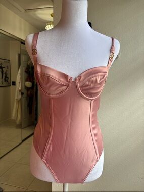 Victoria's Secret Satin Balconette Bodysuit in Rose